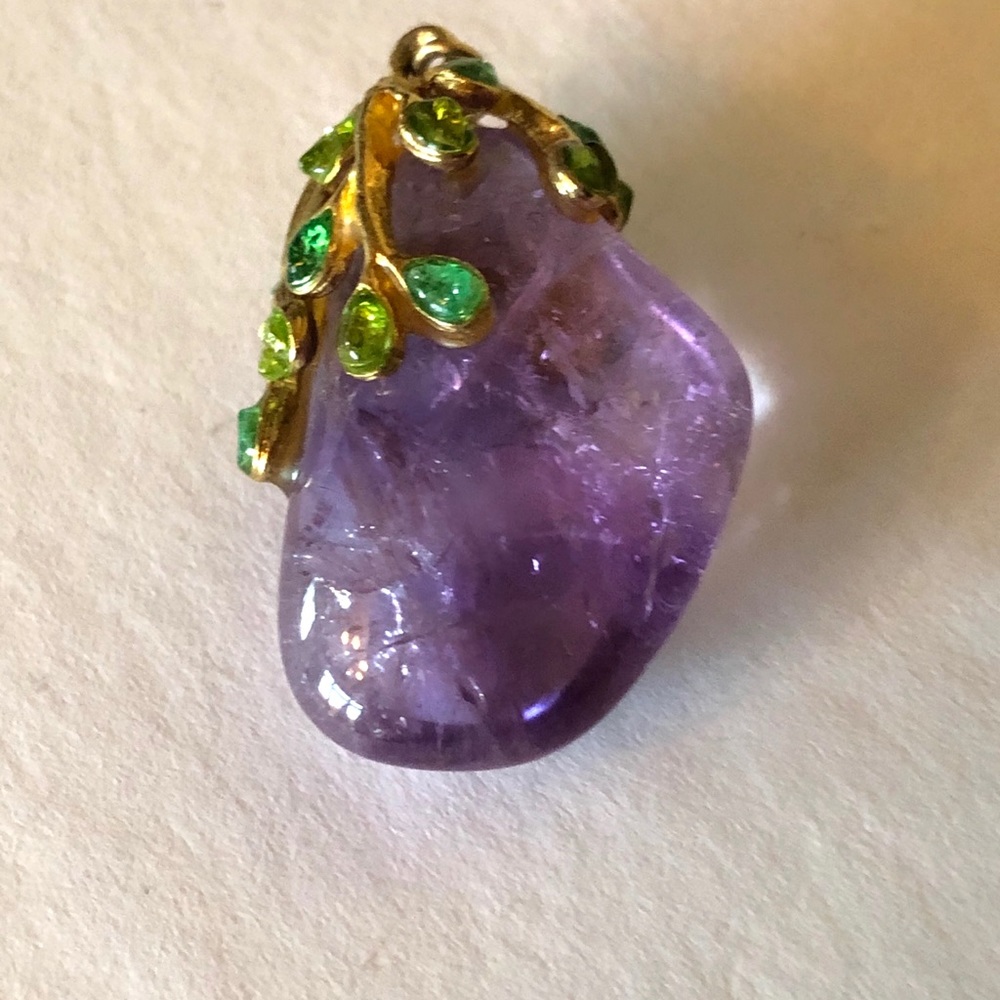 Vintage Polished Amethyst Nugget Drop Pendant - Picture 5 of 7